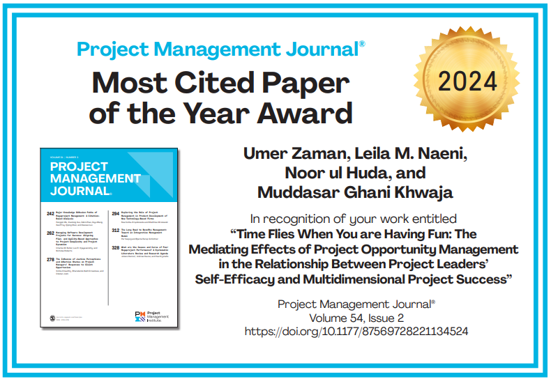 Congratulations to Professor Umer Zaman on Receiving “Most Cited Paper of the Year Award 2024”