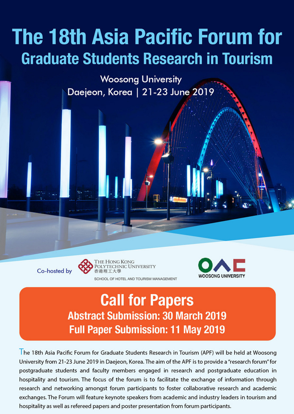 THE 18TH ASIA PACIFIC FORUM (APF) FOR GRADUATE STUDENTS RESEARCH IN TOURISM